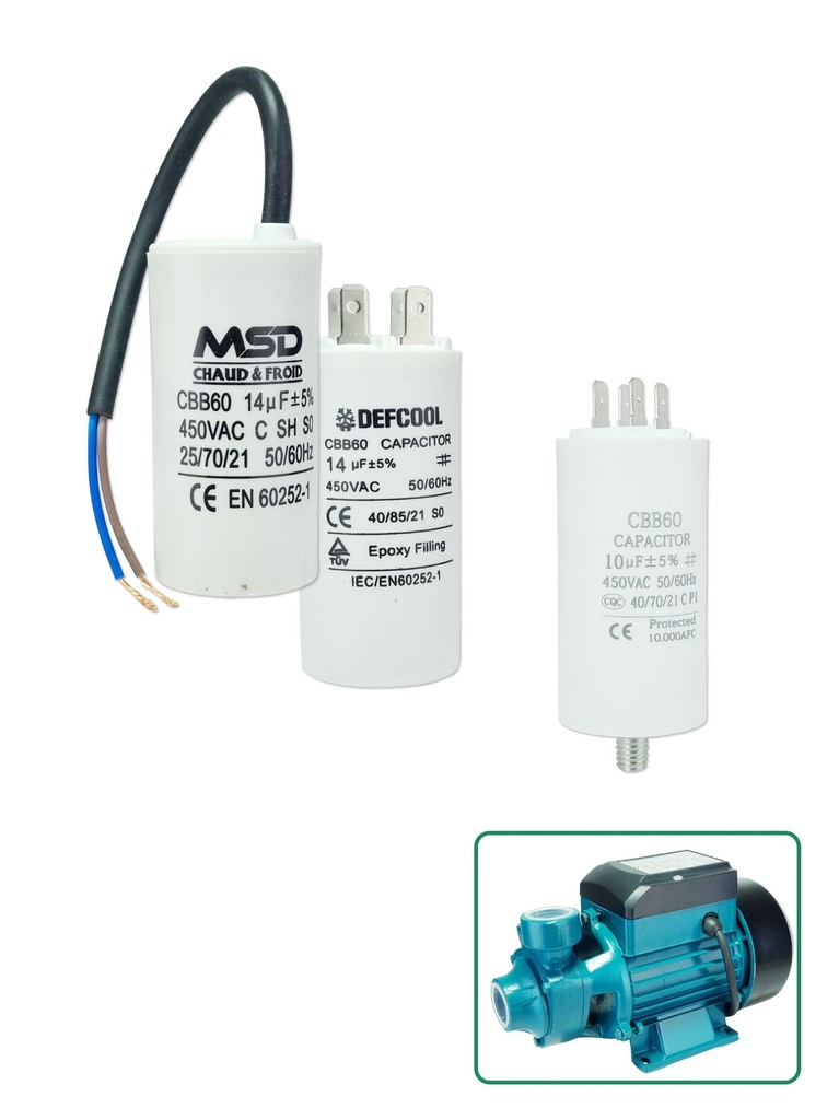 CONDONSATEUR + CABLE 14UF